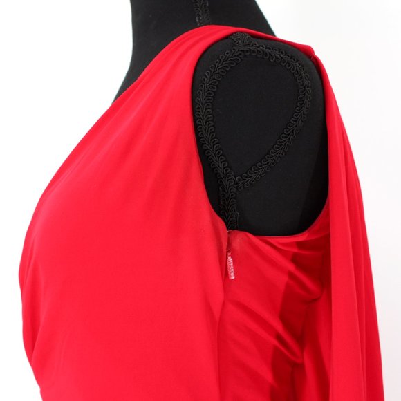 Gianni Versace Red One Shoulder Draping Scarf Embellished Mini Dress 42 US 4 6 - Picture 5 of 11
